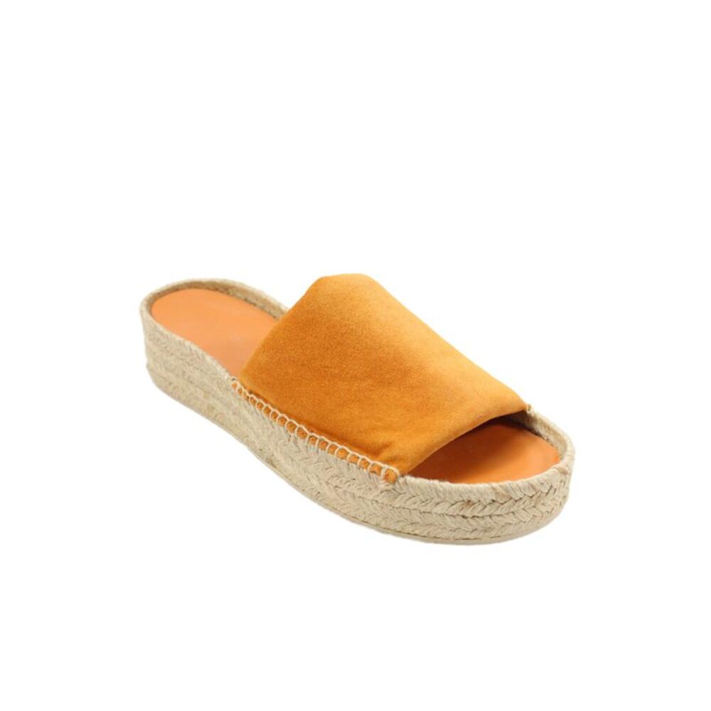 Vince Womens Suede Woven Slip On Open Toe Slides Orange Size 7